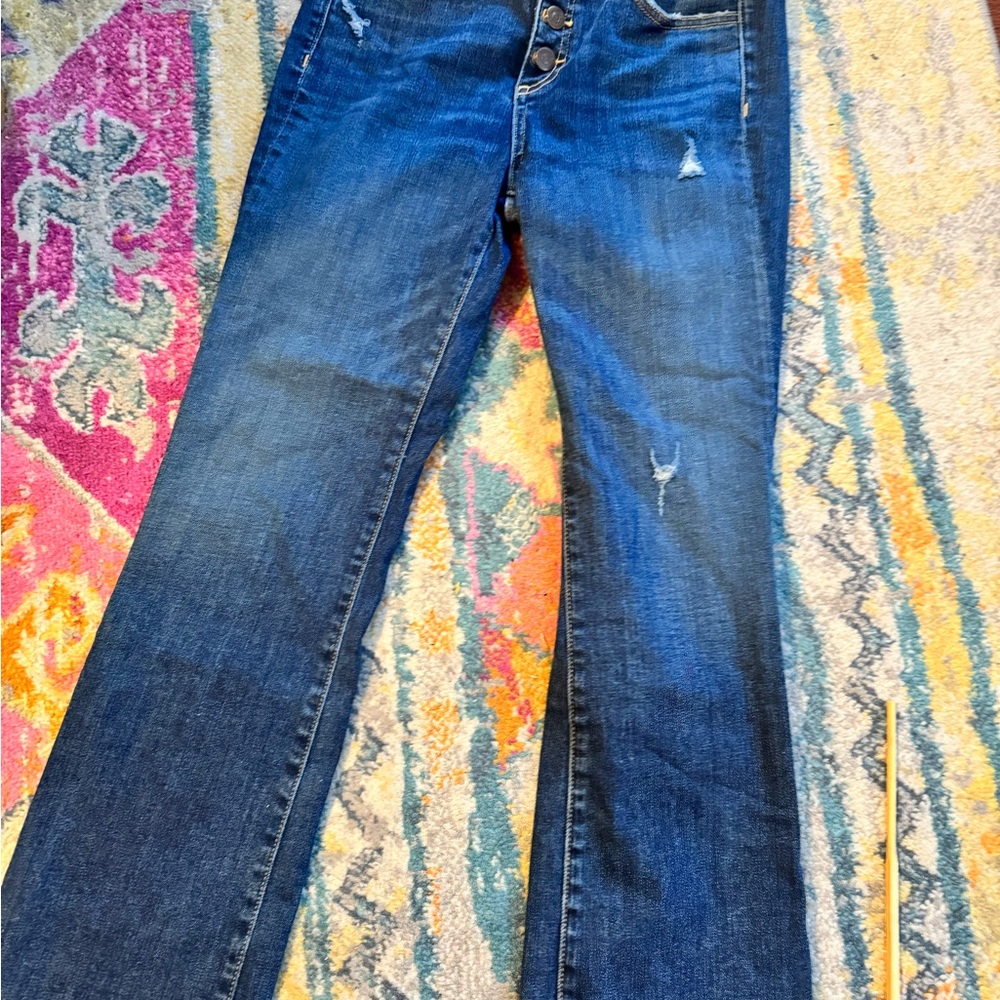 Veronica Beard 27” Jeans Carolyn Baby Boot Raw Hem cropped Front Button - Picture 2 of 9